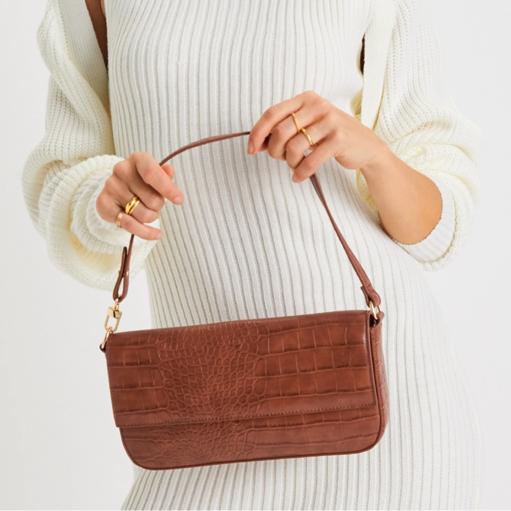 Lulu’s Brown Croc-Embossed Shoulder Bag - Women